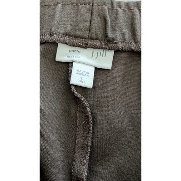 J. Jill Espresso Brown Ponte Slim Leg Pull On Pants in Large Tall - Picture 5 of 7